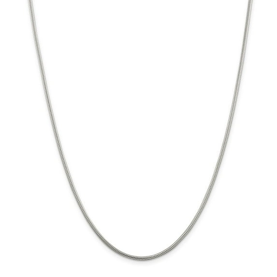 White Sterling Silver chain Snake 18 in 1.6 mm 1.6mm Round