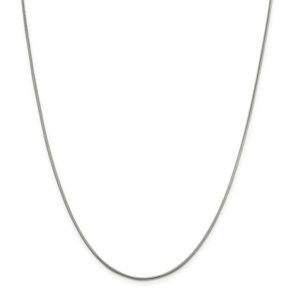 White Sterling Silver chain Snake 20 in 1.5 mm 1.5mm Round