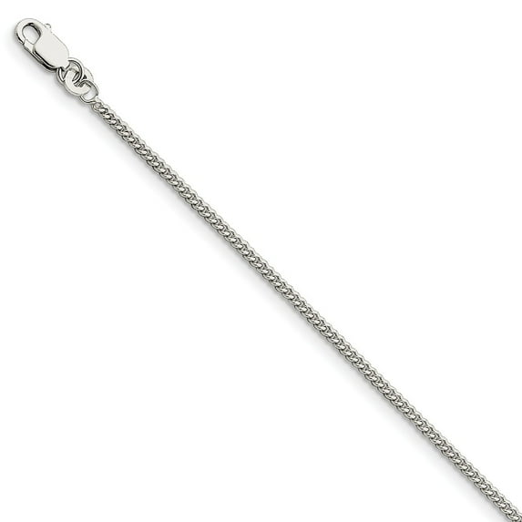 White Sterling Silver chain style Curb Pendant 9 in 1.75 mm