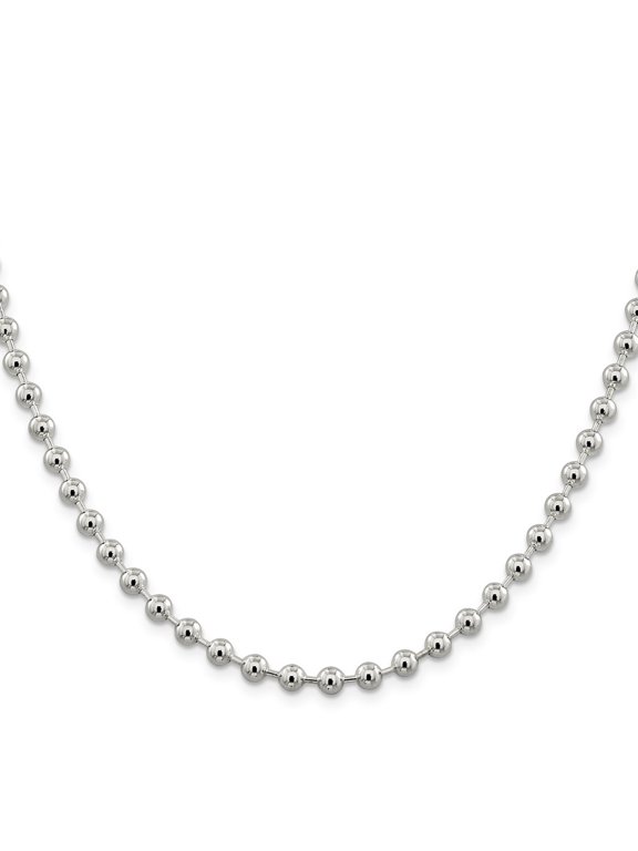 White Sterling Silver necklace Ball (Beaded) chain 18 in 5 mm