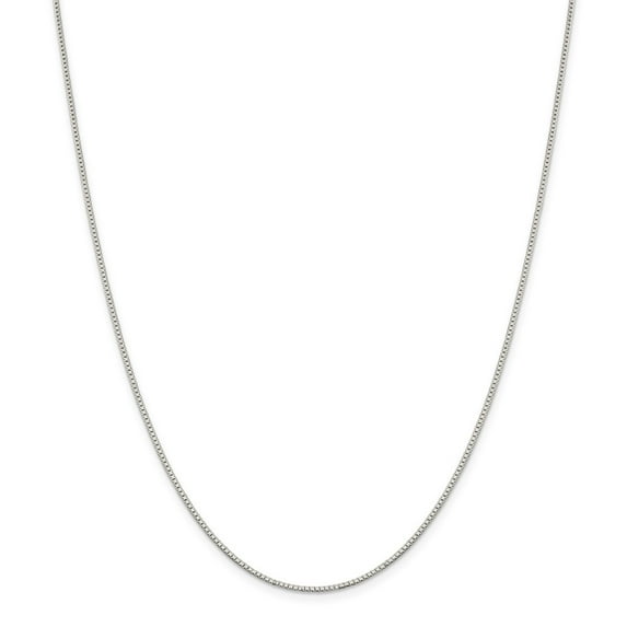 White Sterling Silver necklace Box chain 20 in 1.1 mm