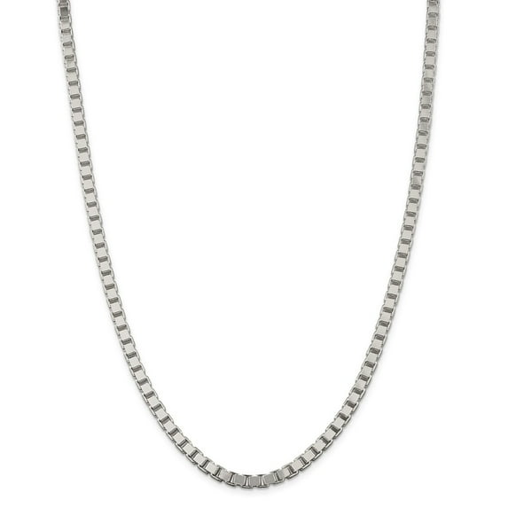 White Sterling Silver necklace Box chain 30 in 4.5 mm