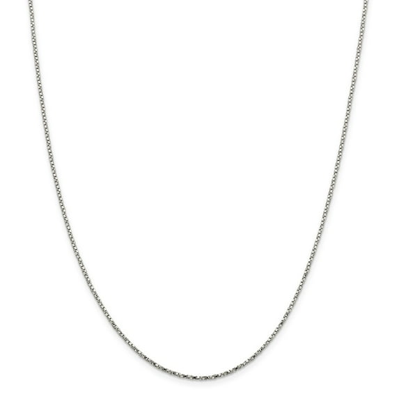 White Sterling Silver necklace Box chain Pendant 24 in 1.35 mm