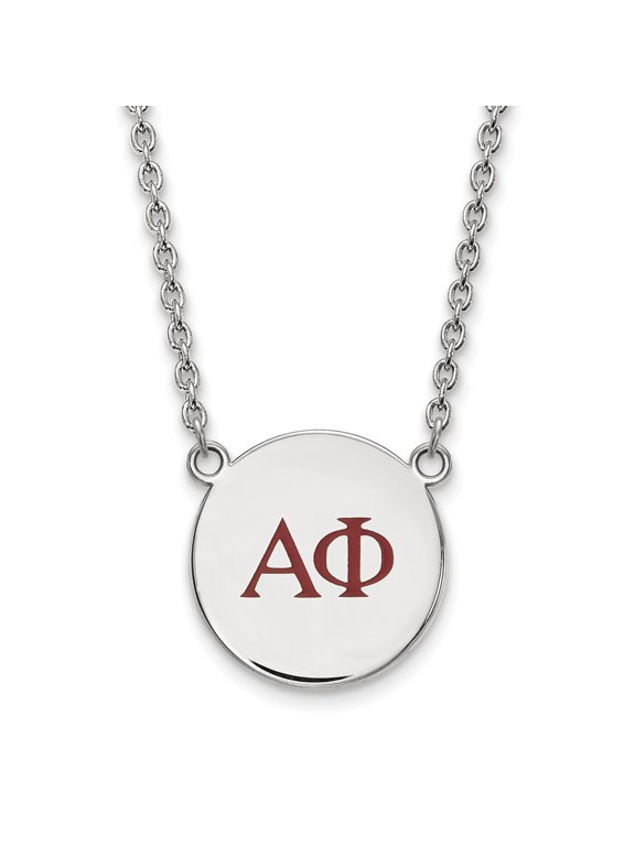 White Sterling Silver necklace Cable Bordeaux Greek Alpha Phi 18 in 19 mm 1.95