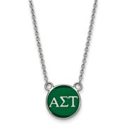 White Sterling Silver necklace Cable Emerald Greek Alpha Sigma Tau 18 in 12 mm 1.25