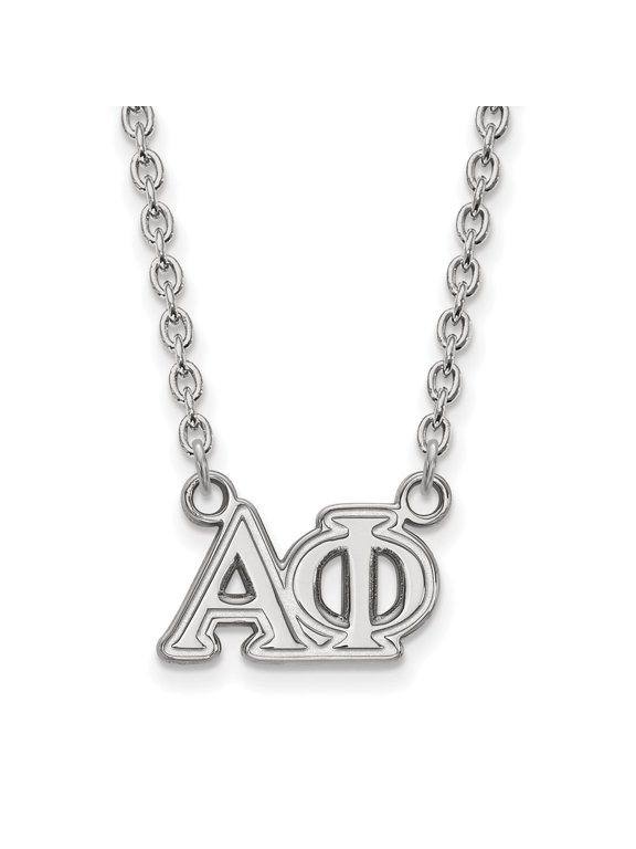 White Sterling Silver necklace Cable Greek Alpha Phi 18 in 12 mm 1.95