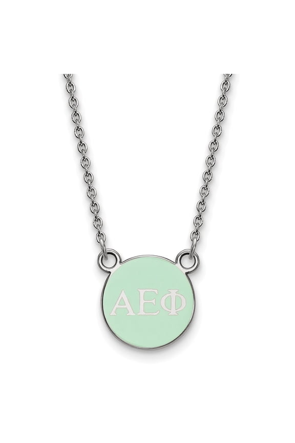 White Sterling Silver necklace Cable Green Greek Alpha Epsilon Phi 18 in 12 mm 1.25