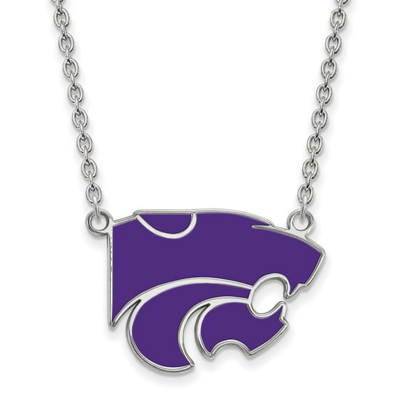 White Sterling Silver necklace Cable Kansas NCAA State University 18 in 24 mm 2