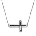 thumbnail image 1 of White Sterling Silver necklace Cable Themed Sideways Cross Flat Back 17.5 in 1 mm, 1 of 3