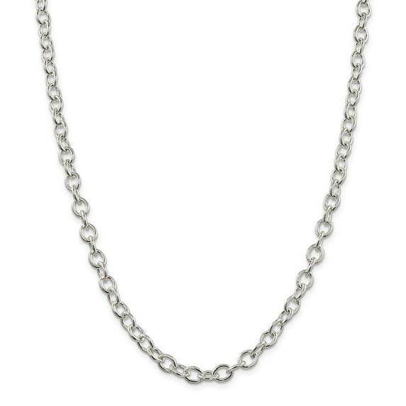 White Sterling Silver necklace Cable chain 20 in 6.8 mm