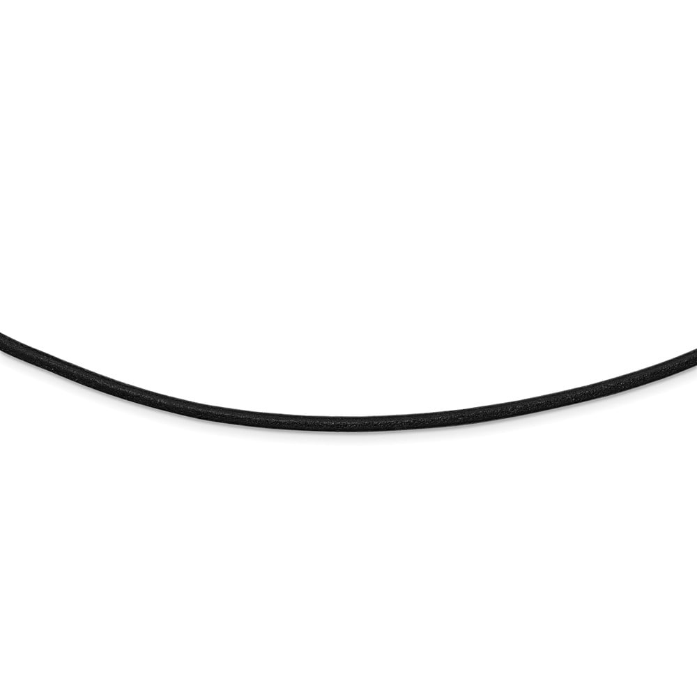 White Sterling Silver necklace Cord & Leather 18 in 3 mm
