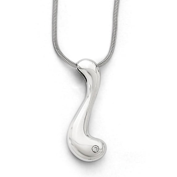White Sterling Silver necklace Diamond 18 in 1 mm Ice .02ct.