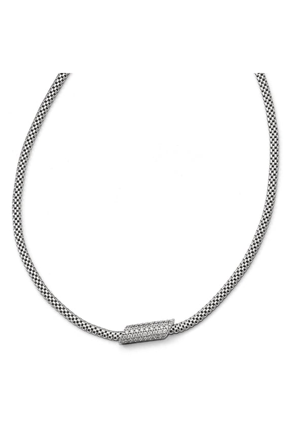 White Sterling Silver necklace Fancy Cubic Zirconia CZ Clear