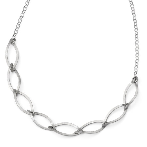 White Sterling Silver necklace Fancy Satin 18.5 in 3.5 mm