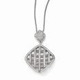 thumbnail image 1 of White Sterling Silver necklace Link, with pendant Cubic Zirconia CZ Clear 18 in 1 mm, 1 of 3