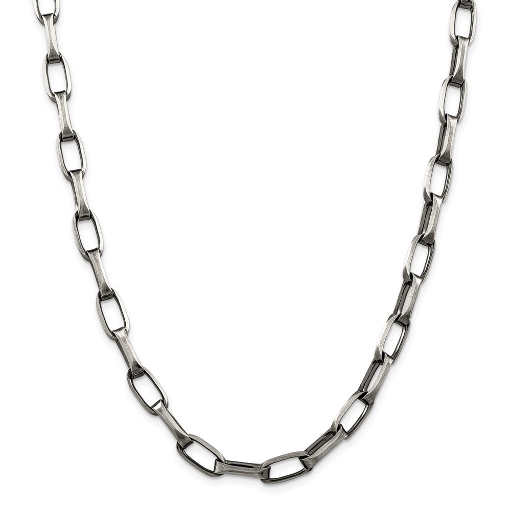 White Sterling Silver necklace Open Link chain 20 in 8 mm
