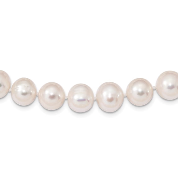 White Sterling Silver necklace Pearl Freshwater 16 in 10 mm