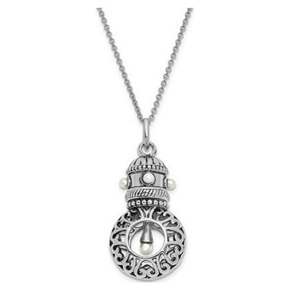 White Sterling Silver necklace Pearl Freshwater 18 in 2 mm