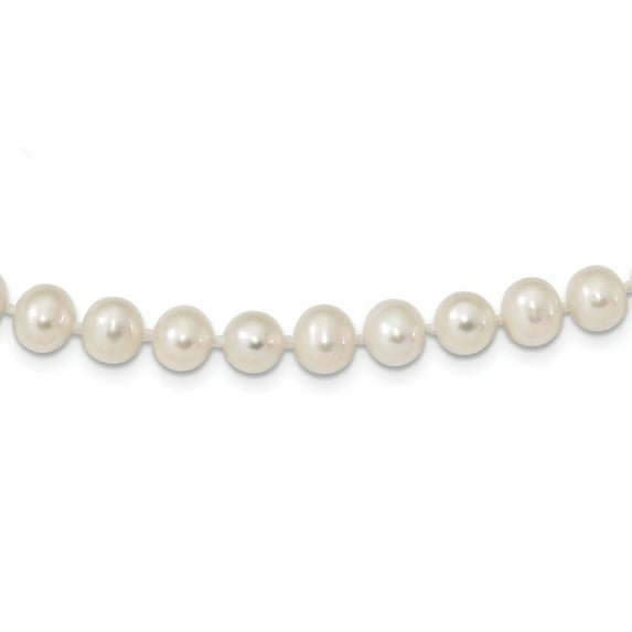 White Sterling Silver necklace Pearl Freshwater 18 in 7.5 mm
