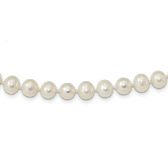 White Sterling Silver necklace Pearl Freshwater 20 in 7.5 mm