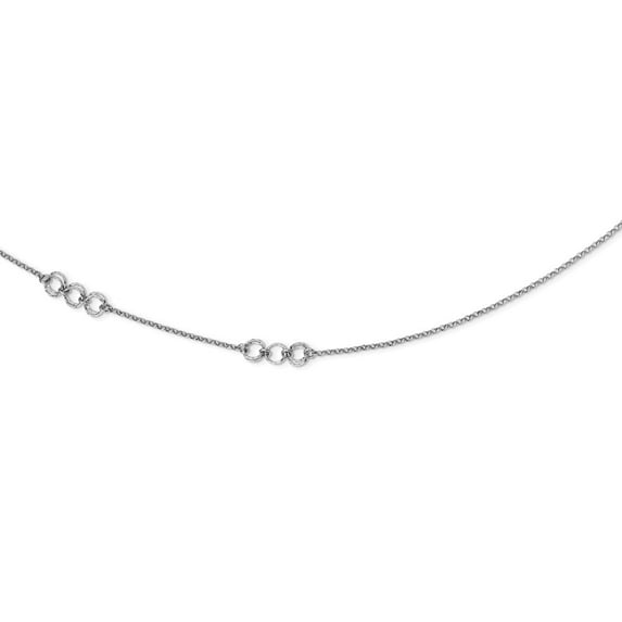 White Sterling Silver necklace Rolo Themed Fancy Diamond-cut 32 in 1.8 mm