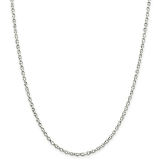 White Sterling Silver necklace Rolo chain 20 in 2.75 mm