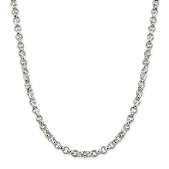 White Sterling Silver necklace Rolo chain 24 in 6.75 mm