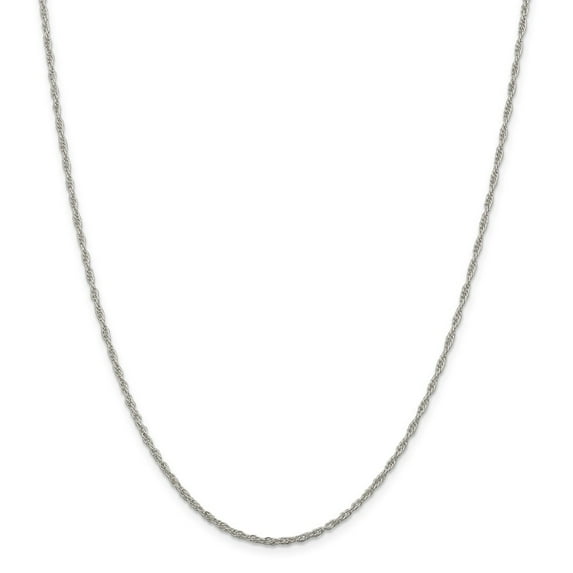 White Sterling Silver necklace Rope chain Pendant 18 in 2 mm
