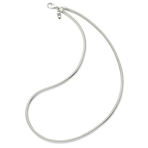 White Sterling Silver necklace Themed Beaded 20 in 2 mm