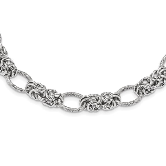 White Sterling Silver necklace chain Fancy 18 in 10 mm