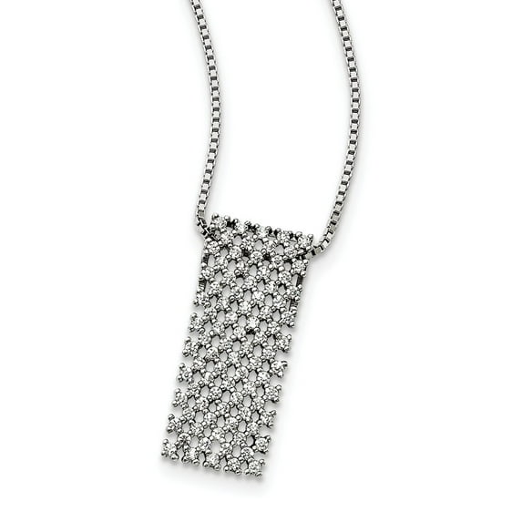 White Sterling Silver necklace with pendant Cubic Zirconia CZ