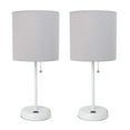 thumbnail image 1 of White Stick Lamp with USB Charging Port & Fabric Shade Set, Gray - Pack of 2, 1 of 1
