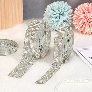 White Sticky Gemstone Strips, Glitter White Crystal Diamond, White Rhinstone Gems Crystal Rhinestone Diamond Ribbon,Self Adhesive Sticker Diy Car Decoration Glitter Rhinestones Gemss Stickers Crafts