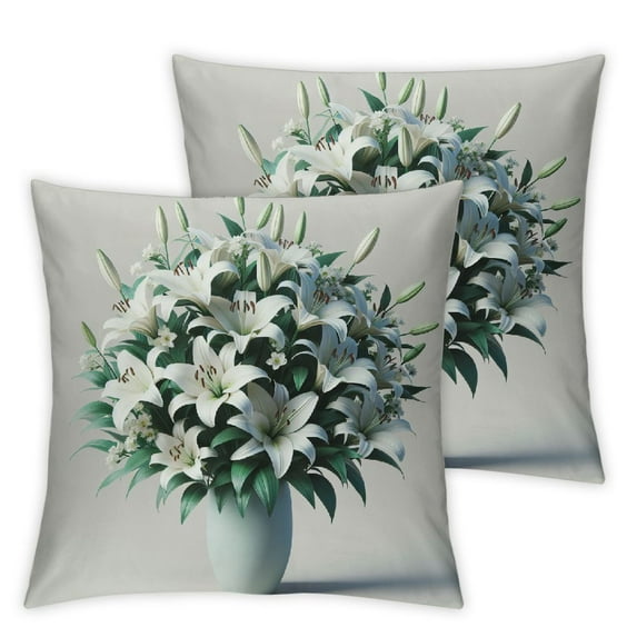 White Still Life in Vase Outdoor Pillow Covers Set of 2,Decorative Waterproof Throw Pillow Case, Blossom Gardenia Floral Linen Soft Cozy Cushion Pillowcases