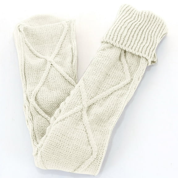 White Stockings Women Autumn and Winter Solid Color Over The Knee Knit Socks