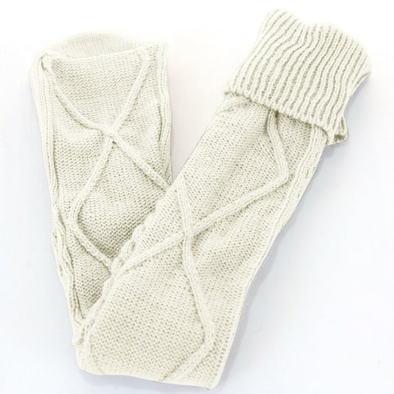 White Stockings Women Autumn and Winter Solid Color Over The Knee Knit Socks