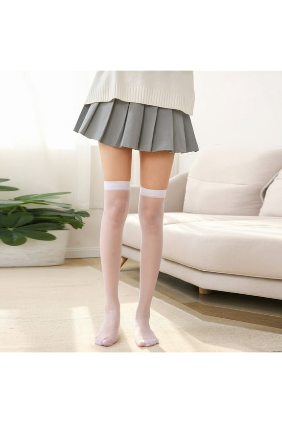 White Stockings Womens Thigh High Stocking Nylon Shiny Silky Sheer Control Silky Stockings Tights