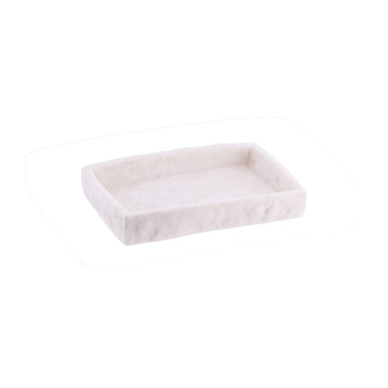 White Stone Effect Soap Dish Holder Cup Dispenser Tray