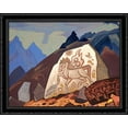 thumbnail image 1 of White Stone (Sign of Cintamani or Horse of happiness) 34x28 Large Black Ornate Wood Framed Canvas Art by Nicholas Roerich, 1 of 3