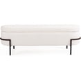 thumbnail image 1 of White Storage Bench Ottoman, Sherpa Ottoman with Storage, Boucle Modern Bench for End of Bed King Size, Bedroom, Living Room, 52''L, 1 of 15