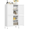 thumbnail image 1 of White Storage Cabinet with 4 Doors and 2 Adjustable Shelves,Narrow Food Pantry Cabinet with Leg,24 inch Wide Bathroom Cabinets,Small Metal Storage Cabinets for Home Kitchen,Dining/Living/Laundry/Room, 1 of 8