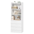 thumbnail image 1 of Mabor White Storage Cabinet Bookshelf with 3 Drawers, Tall Kitchen Pantry Bookcase with Storage Shelves for Home Office Living Room Study, 1 of 8