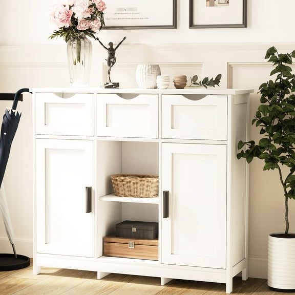 White Storage Cabinet With Doors And Drawers For Bedroom Use Cabinets 3 Adjustable Shelves Customizable