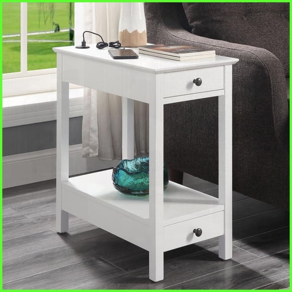 White Storage Coffee Table with USB Dock for Living Room, Charges Devices & Organizes Essentials