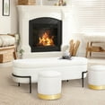thumbnail image 1 of White Storage Ottoman Bench with Metal Stand, Upholstered Stool with Large Storage Space, Modern Storage Bench for Living Room/Bedroom/End of Bed/Entryway/Bed Side, 45.3''L, 1 of 7