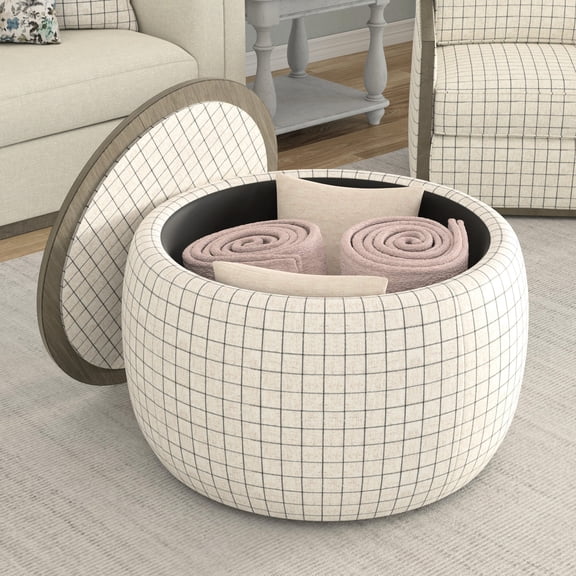 White Storage Ottoman for Decor | Instant Setup in Living Space | Engineered Wood Main | Simple to Maintain
