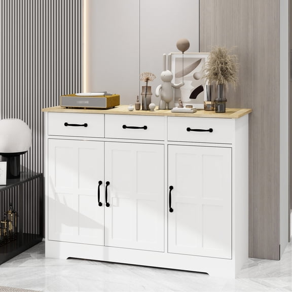 White Storage Sideboard with Waterproof Surface / Easy to Assemble with Instructions