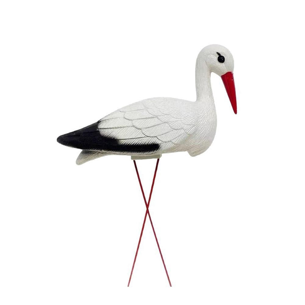 White Stork Garden Sculpture, PE Outdoor Decoration Bird Figurine with Stable Stand, Realistic 3D Design for Lawn, Garden & Pond, Weather-Resistant Ornament