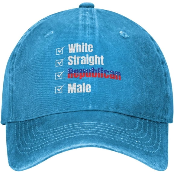 White Straight Republican Male Hat Funny Cotton Washed Cowboy Baseball Cap Adjustable Unisex Dad Hats