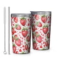 thumbnail image 1 of White Strawberry Plants Fruit 10oz Tumblers Stainless Steel Tumbler with Lid and Straw,Vacuum Insulated Double Wall Travel Tumbler Cups with Cleaning Brush for Coffee, Tea, 1 of 4